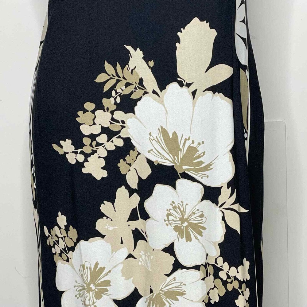 Sandra Darren Black Floral Sheath Dress Gold Sequin Embellished Wedding Guest 8 - Picture 8 of 13